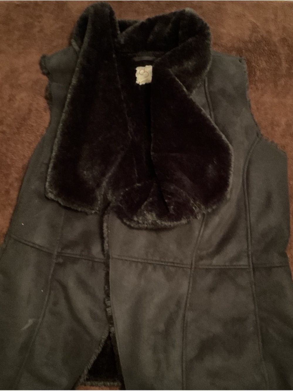 House of CB Black Faux Shearling Vest